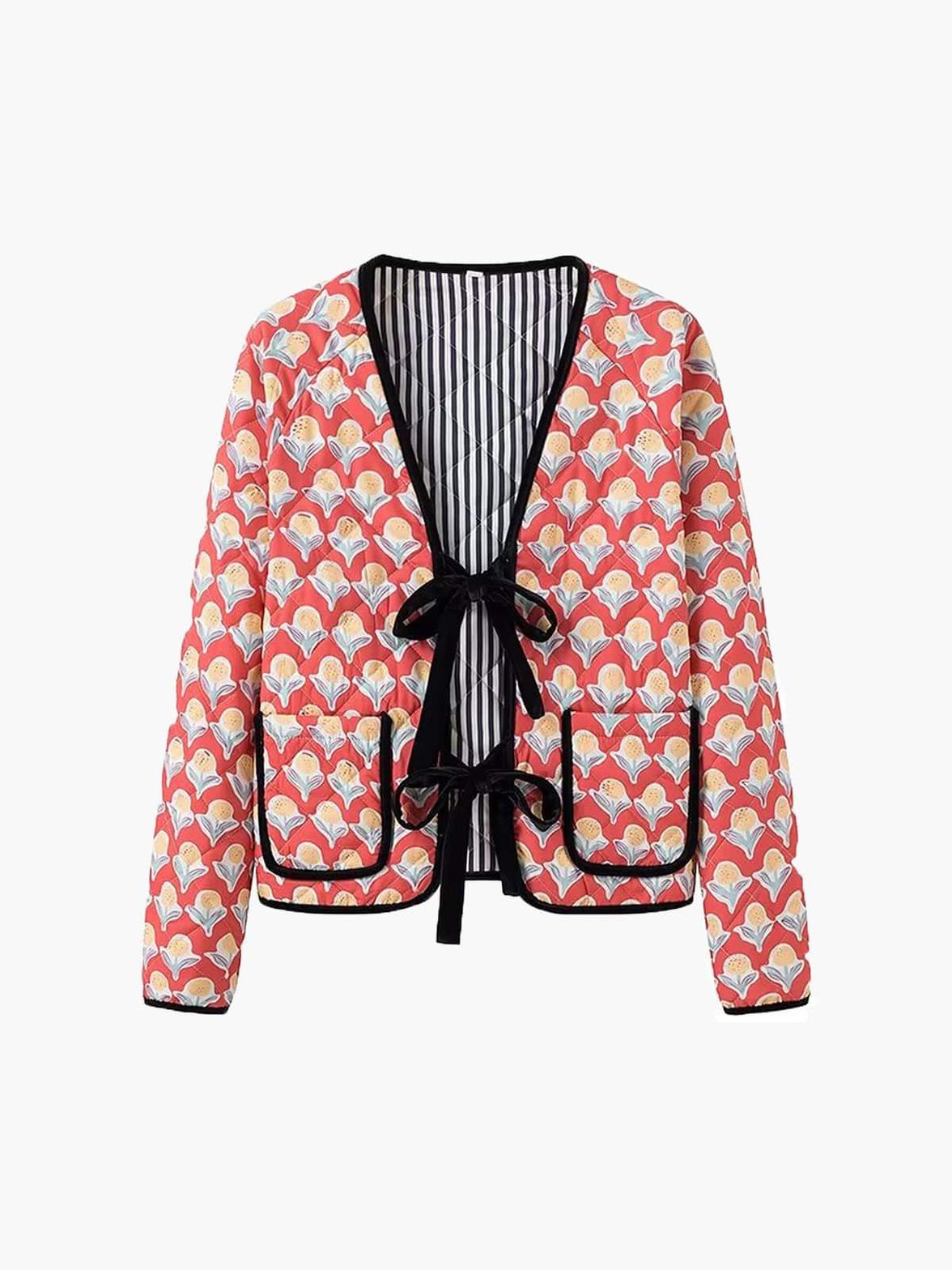 Veste fleurie motif corail doux