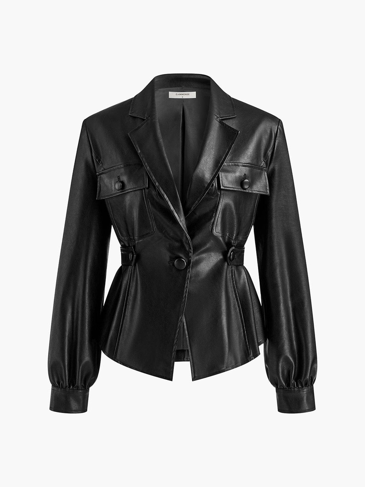 Veste simili-cuir ceinturée vue de profil douceur