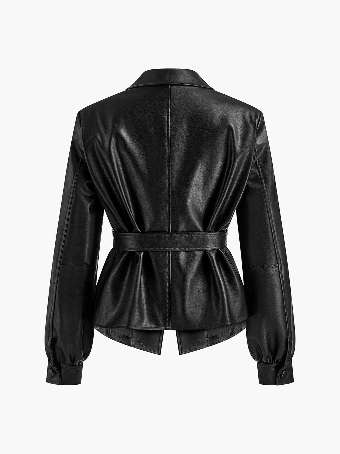 Détail boutons veste simili-cuir élégance
