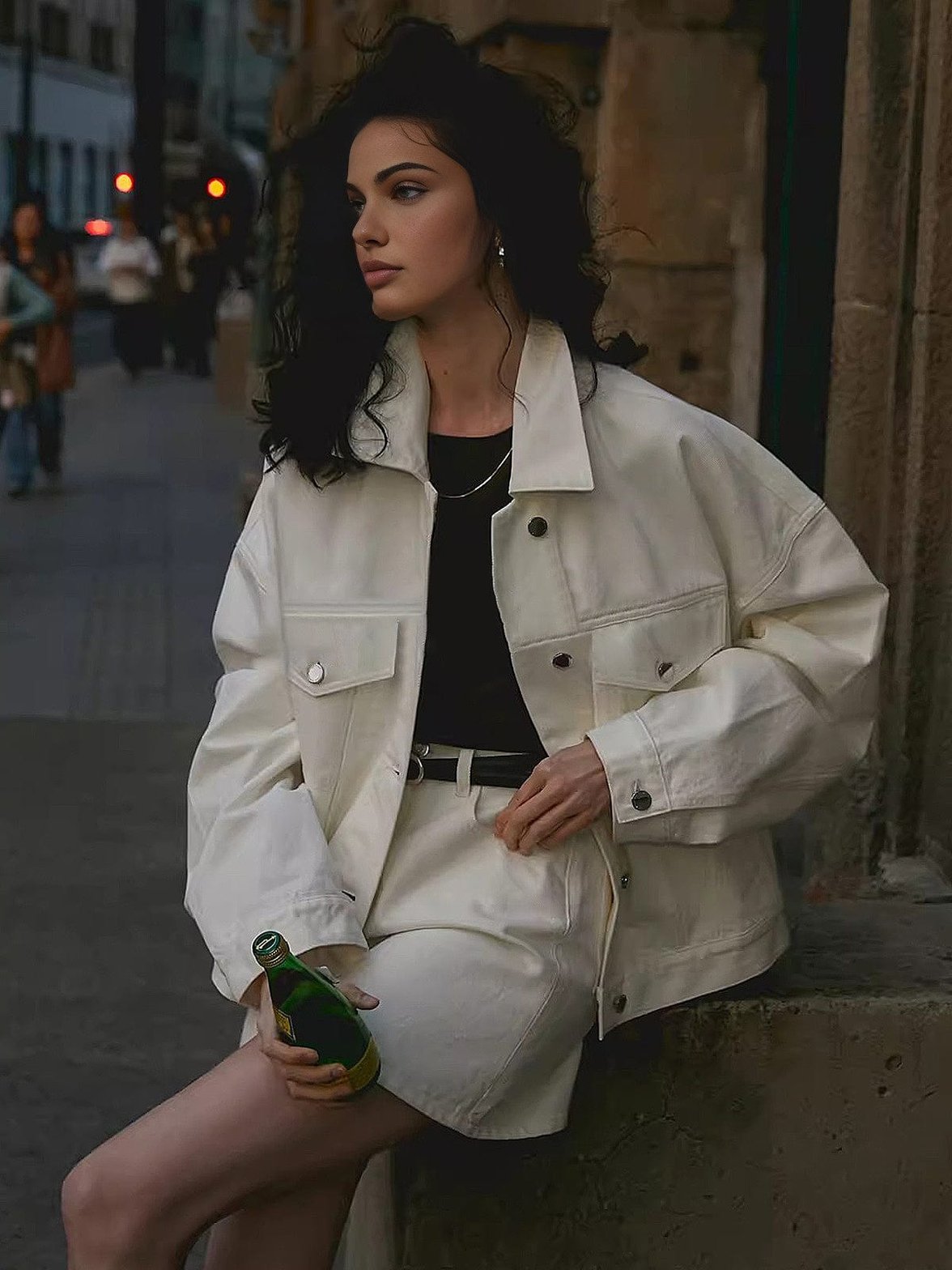 Veste polo oversize blanche élégante - Douceur
