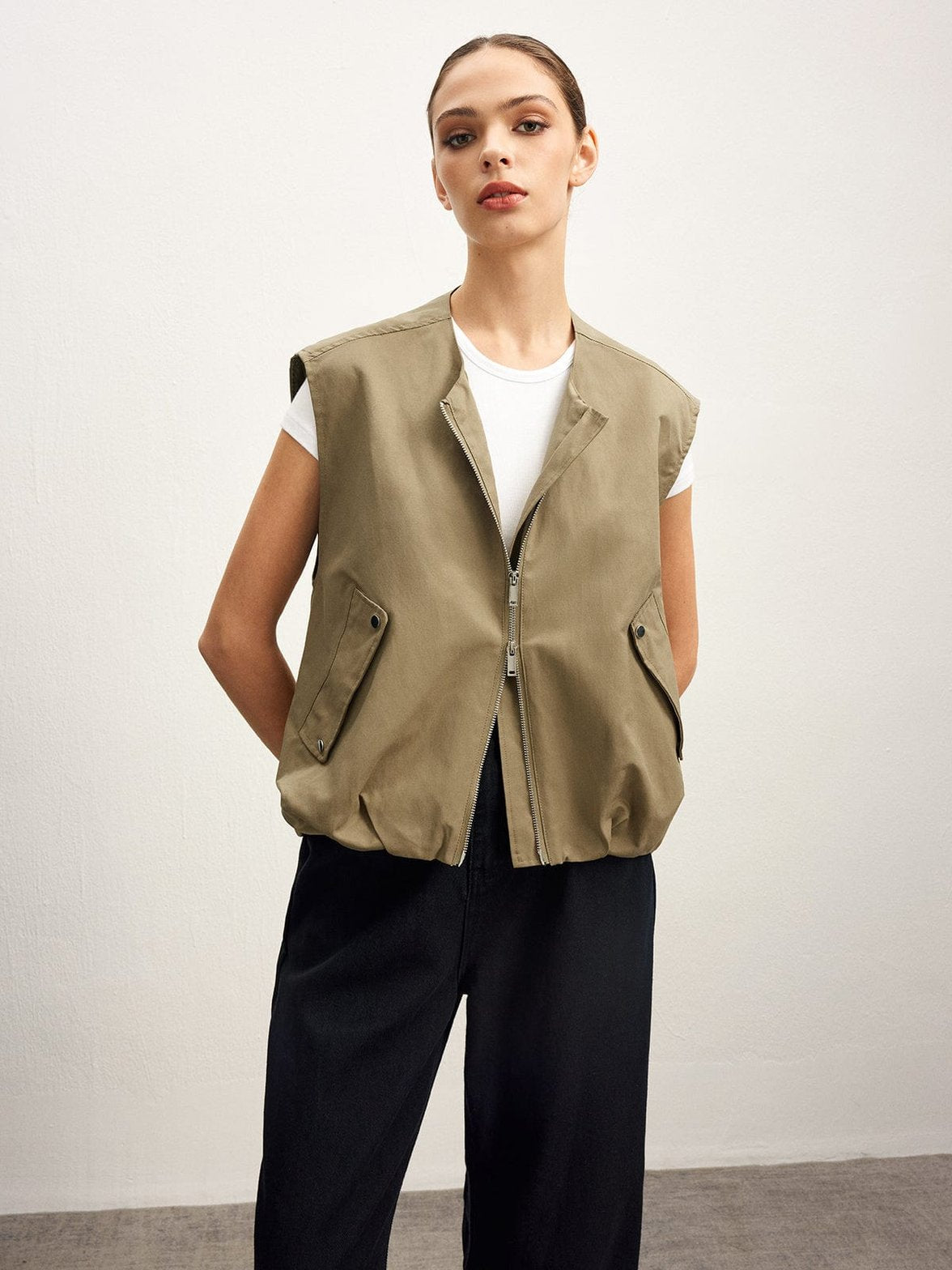 Veste sans manches beige casual soleil