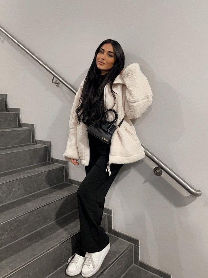 Veste teddy blanche moelleuse chaleur