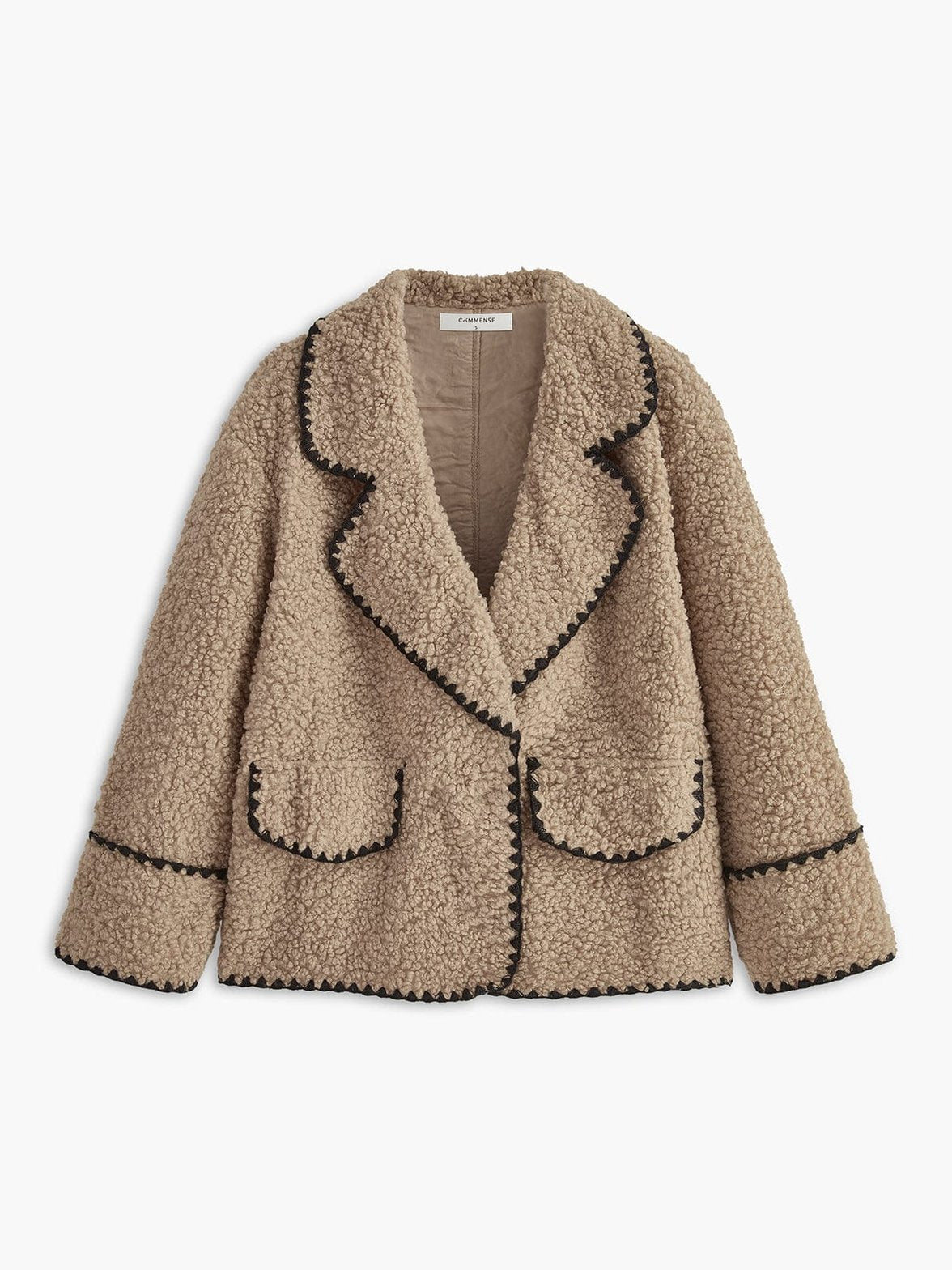 Veste polaire beige avec bordures contrastées doux