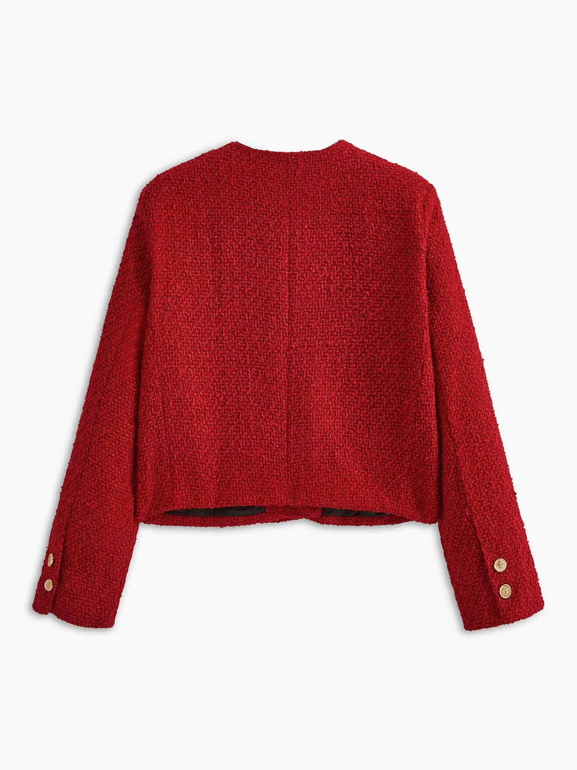 Veste tweed rouge vue de dos élégance