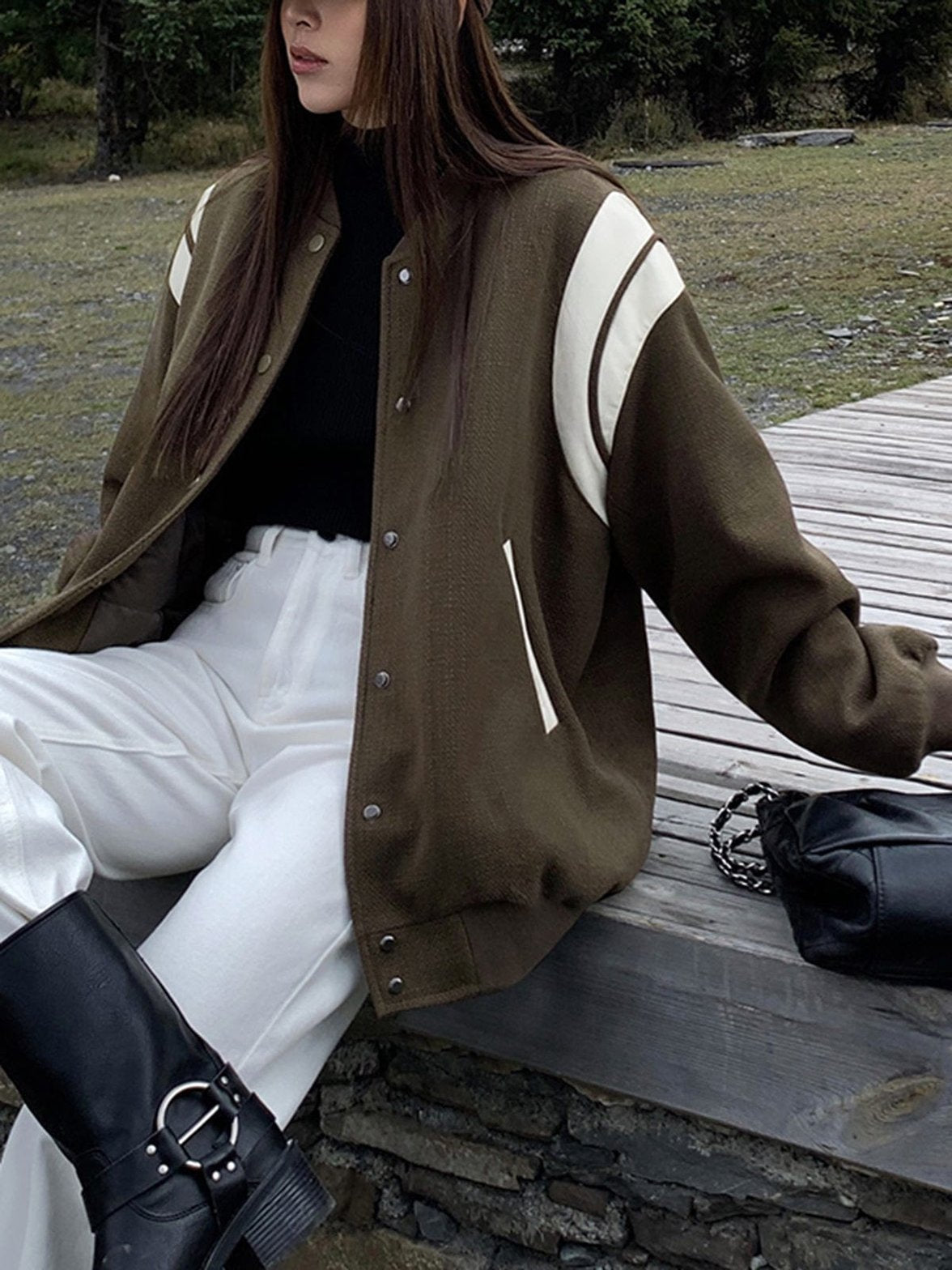 Veste tweed col montant vue de côté harmonie