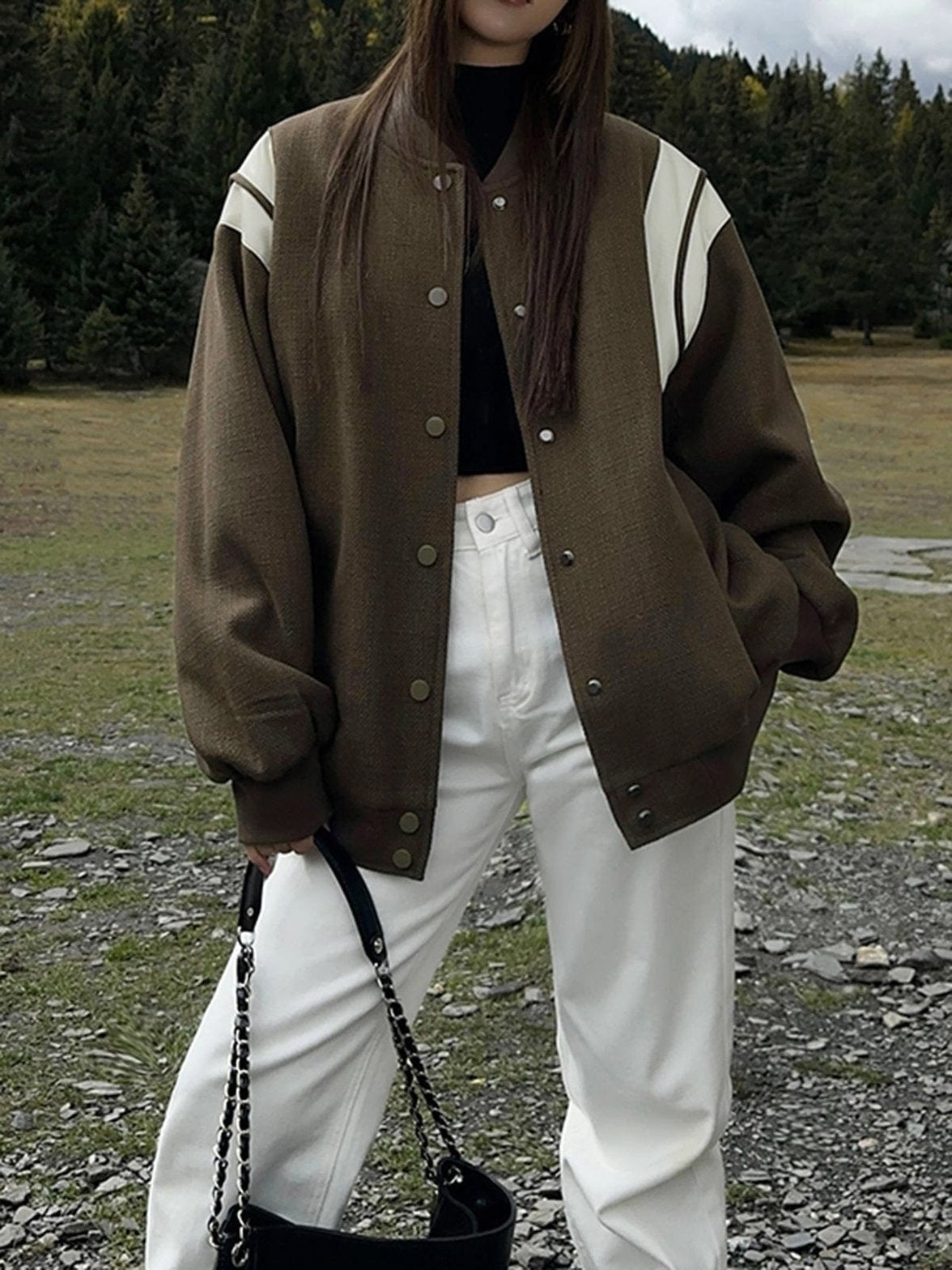 Veste tweed col montant vue de face douceur