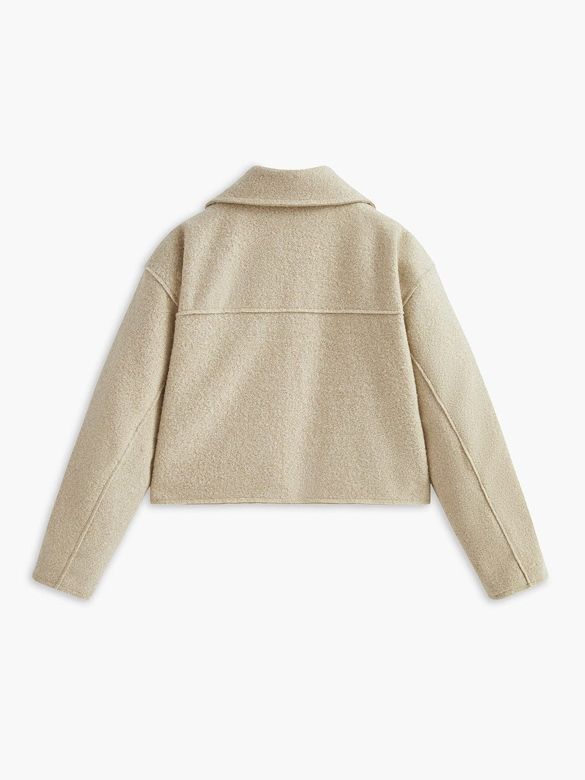 Veste tweed oversize beige vue de dos élégance