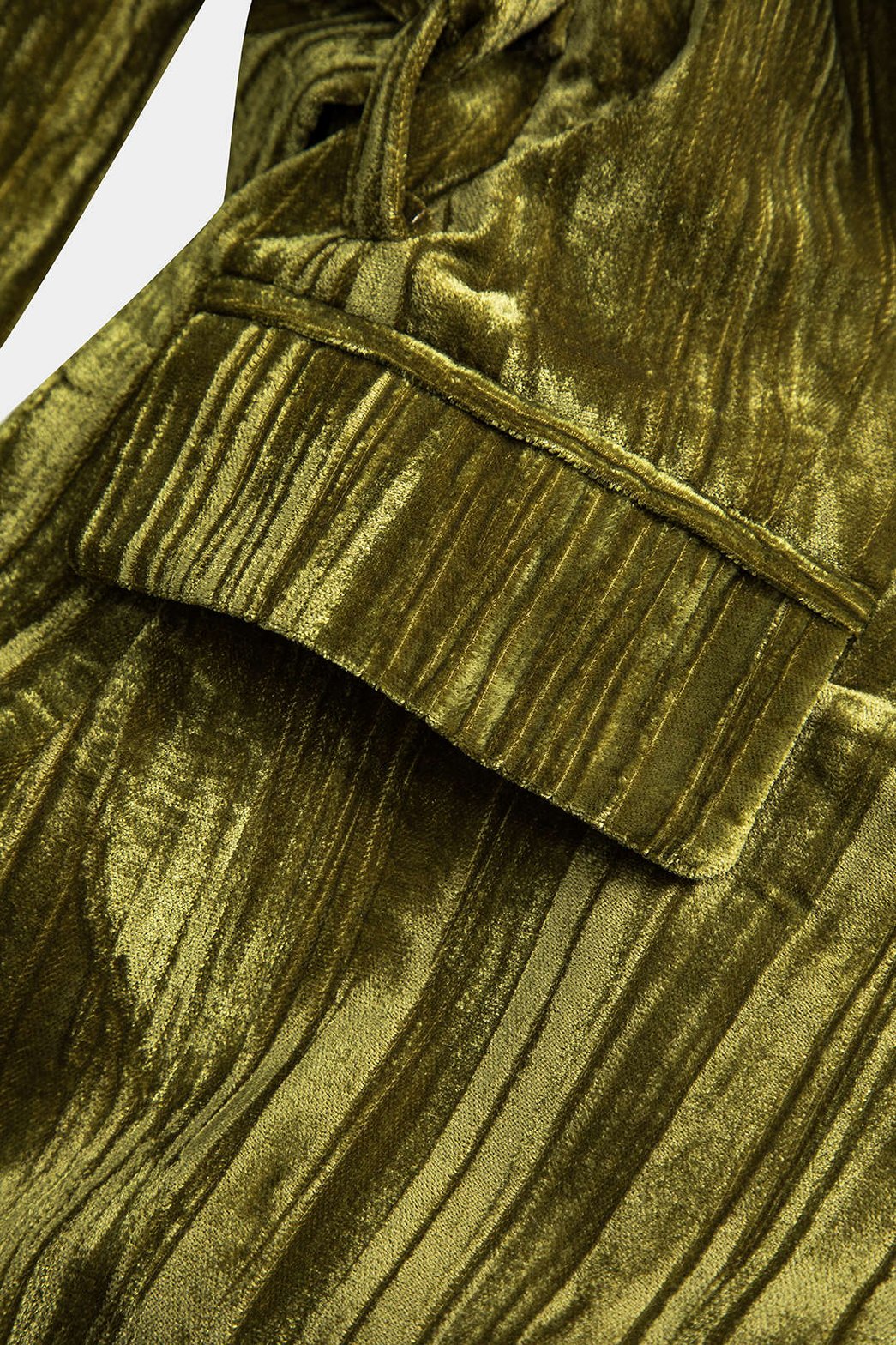 Veste velours vert ceinturée détail manche confort