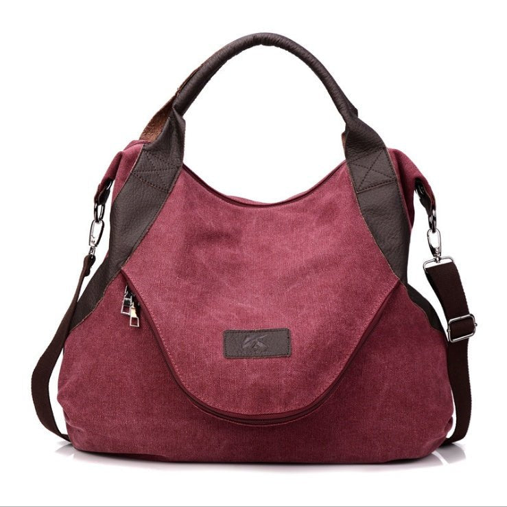 Sac à main bordeaux jolieandjuliette en toile et cuir style hobo avec bandoulière