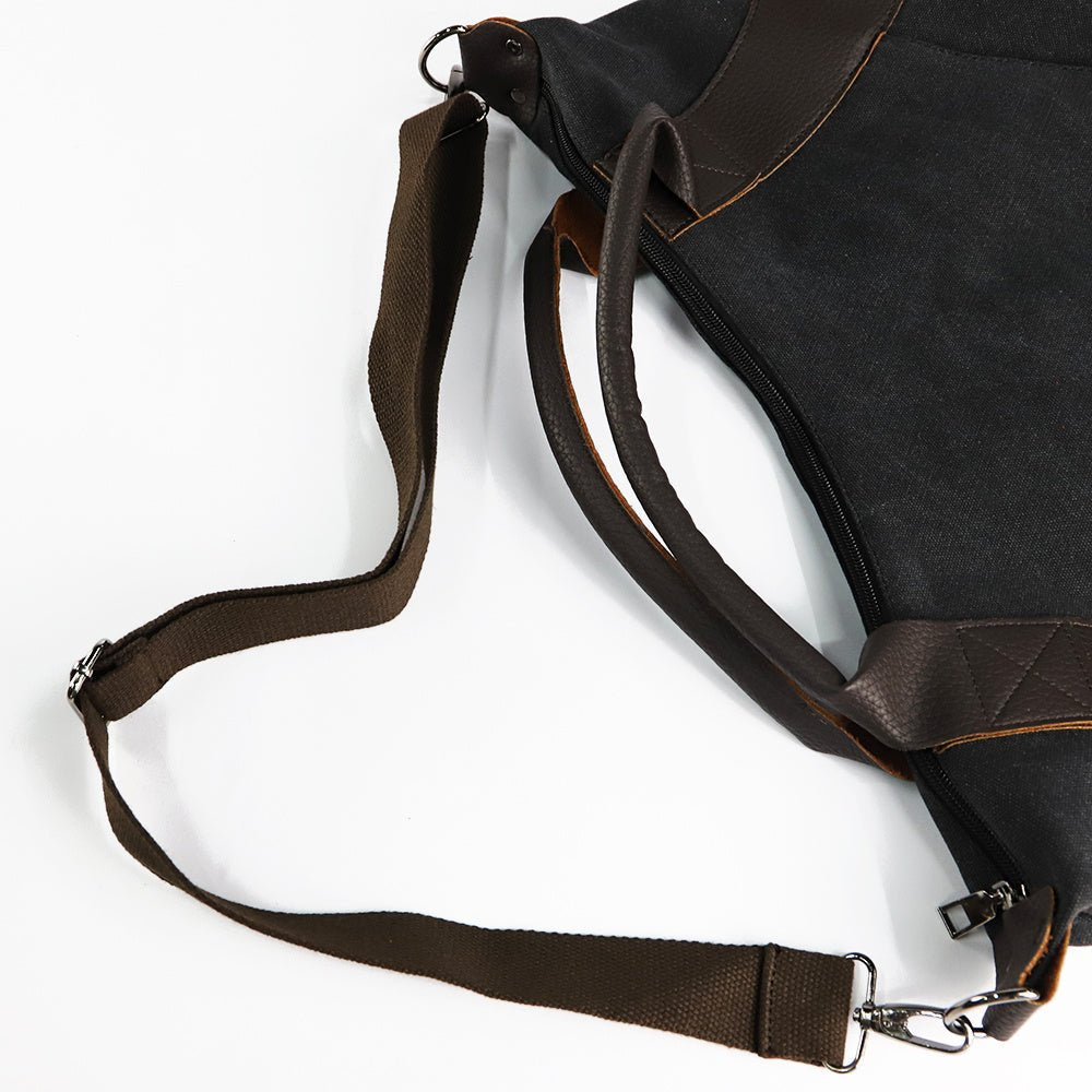 Sac besace noir jolieandjuliette avec bandoulière ajustable et anses en cuir