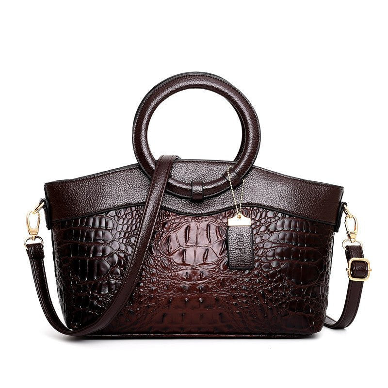 Sac à main cuir croco marron jolieandjuliette fourre-tout élégant avec bandoulière