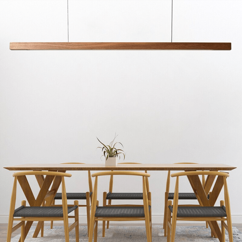 Luminaire Suspendu en Bois LED - Éclairage Élégant et Hauteur Réglable