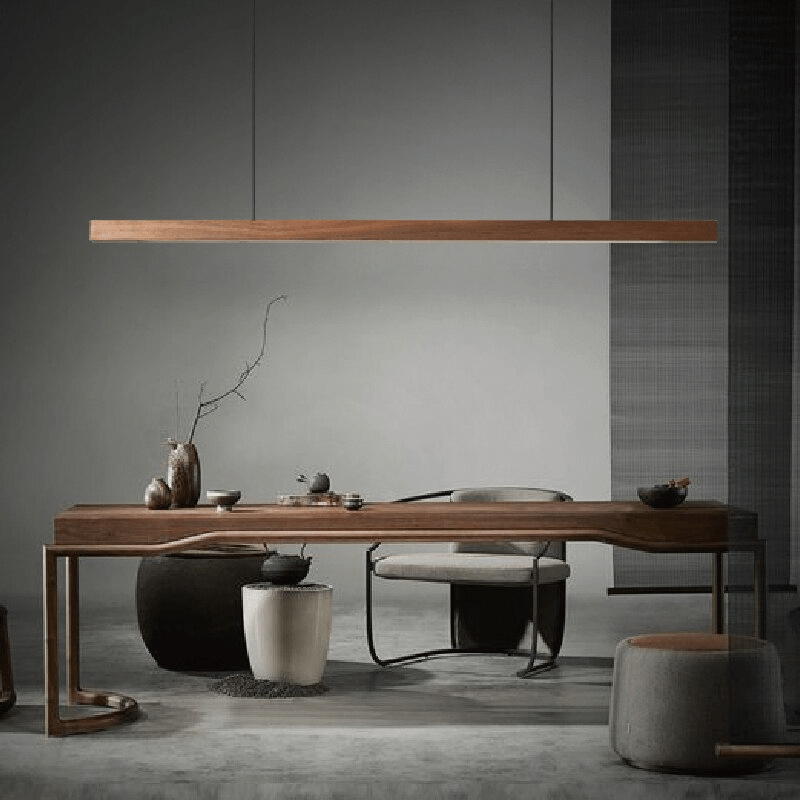 Luminaire Suspendu en Bois LED - Éclairage Élégant et Hauteur Réglable