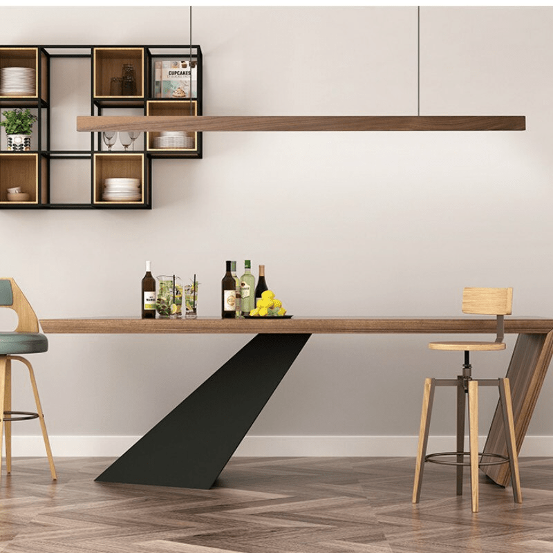 Luminaire Suspendu en Bois LED - Éclairage Élégant et Hauteur Réglable