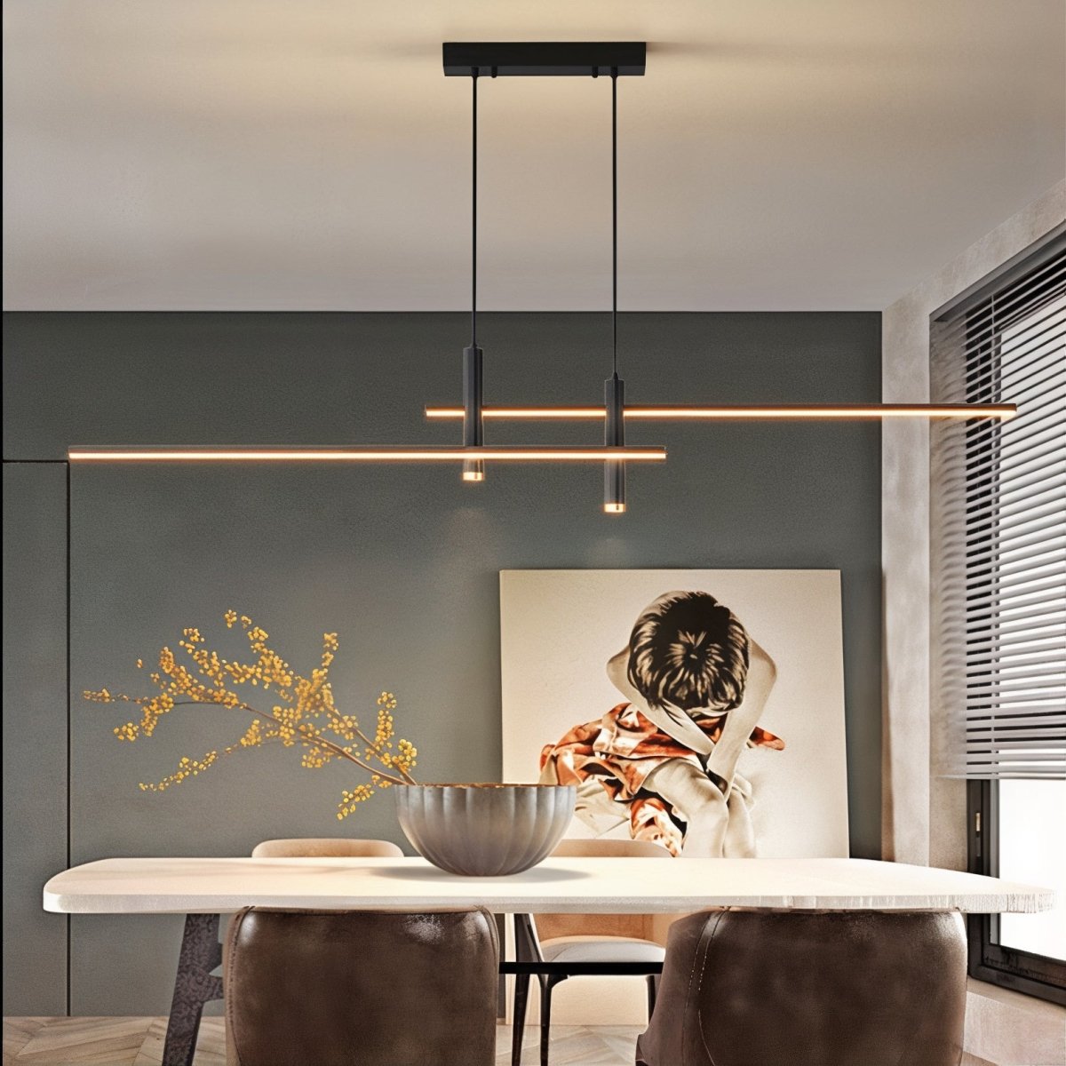 Luminaire Suspendu à LED - Design Moderne et Hauteur Réglable