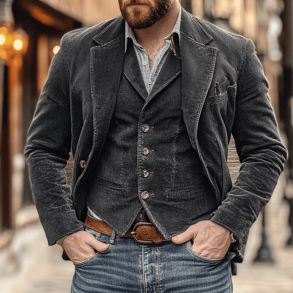 Ensemble Blazer et Gilet pour Hommes - Élégance Vintage et Confort Optimal