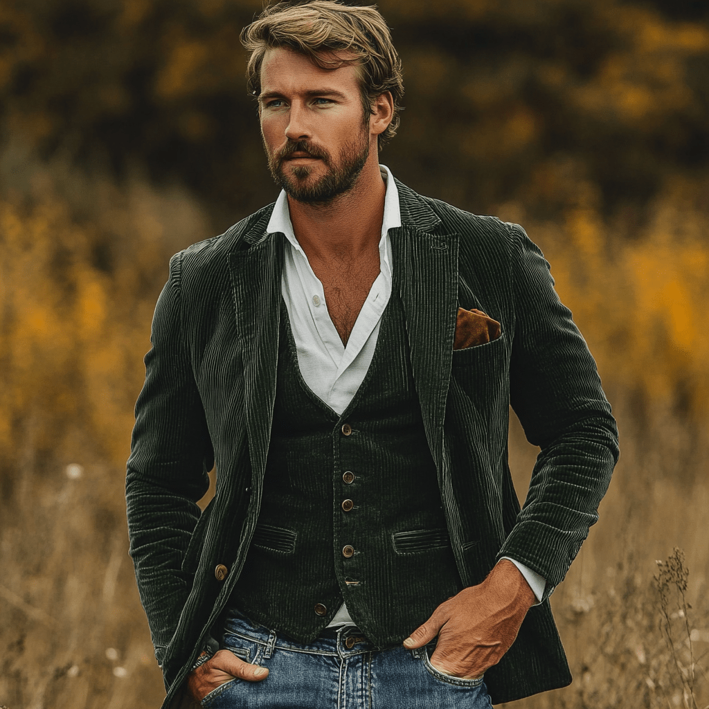 Ensemble Blazer et Gilet pour Hommes - Élégance Vintage et Confort Optimal