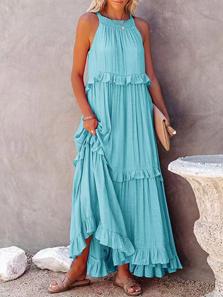 Robe de Soirée Élégante Sans Manches - Tissu Léger et Confortable pour Toutes les Occasions