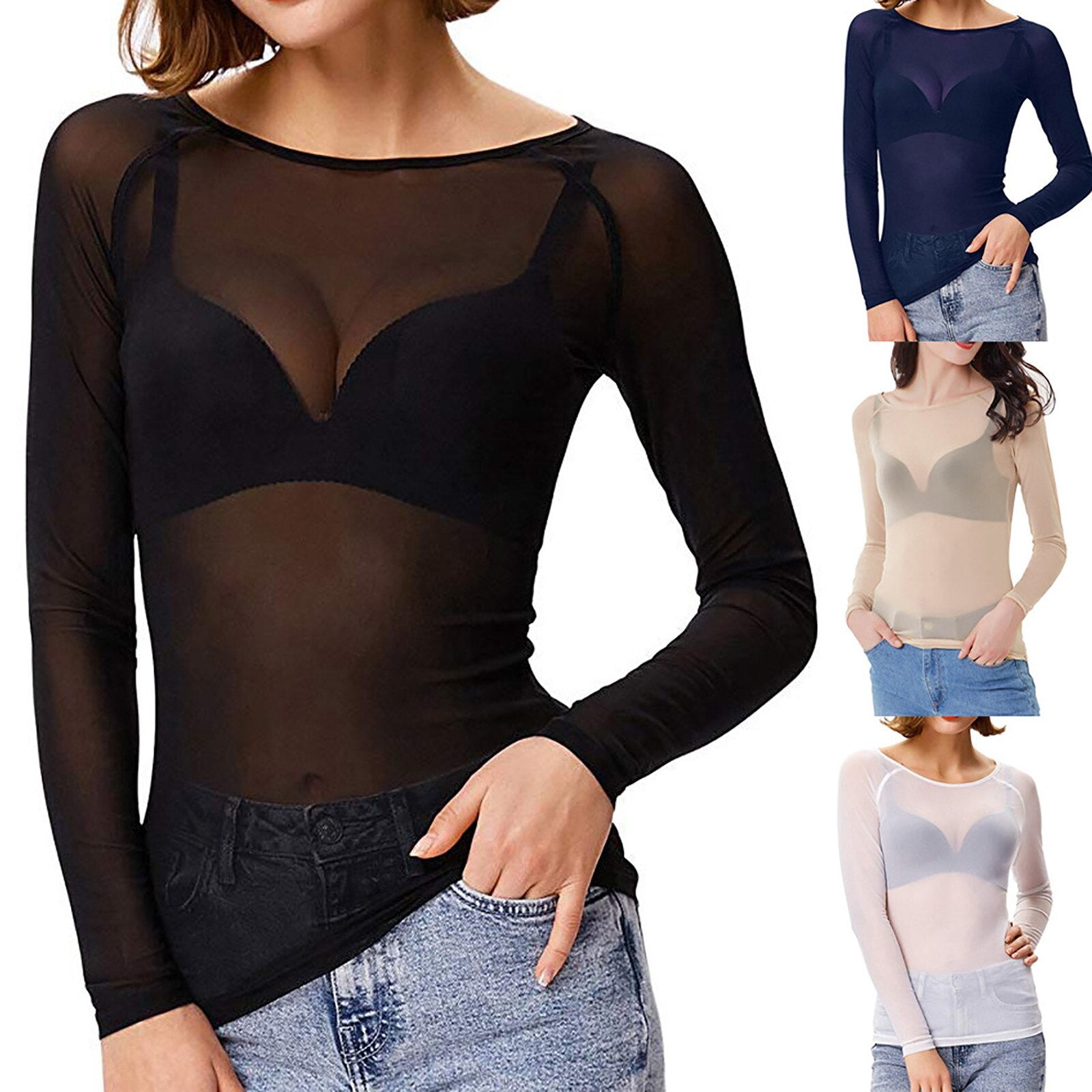 Haut Transparent à Manches Longues - Élégance et Confort pour Toutes Occasions
