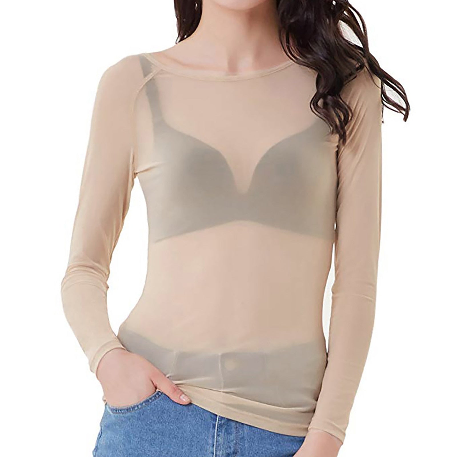 Haut Transparent à Manches Longues - Élégance et Confort pour Toutes Occasions