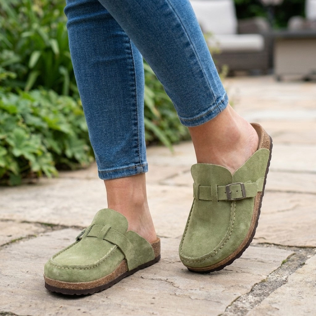 Mocassins simili cuir sans lacets boucle chic slip-on femme élégants