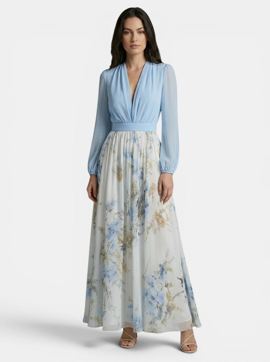 Robe longue à imprimé floral ample et fluide pour l'été femme