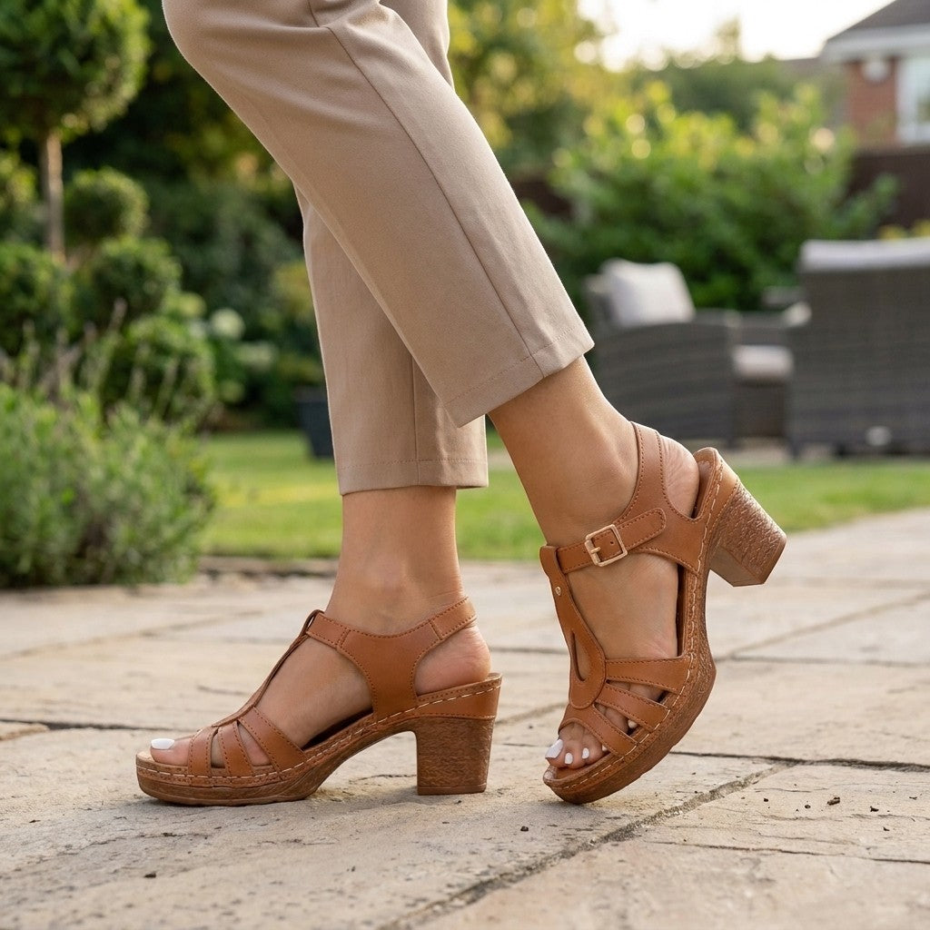 Sandales à talon bloc minimalistes femme semelle rembourrée élégance estivale premium