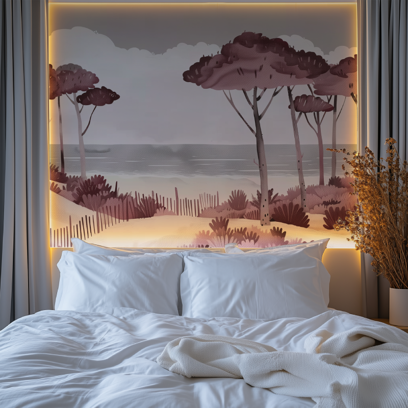 Panoramic Pink Landscape Wallpaper