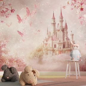Papier Peint Princesse Ciel Fleuri et Château