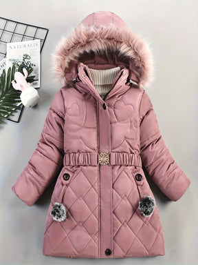 Manteau d'Hiver pour Filles - Douillet avec Capuche en Fausse Fourrure