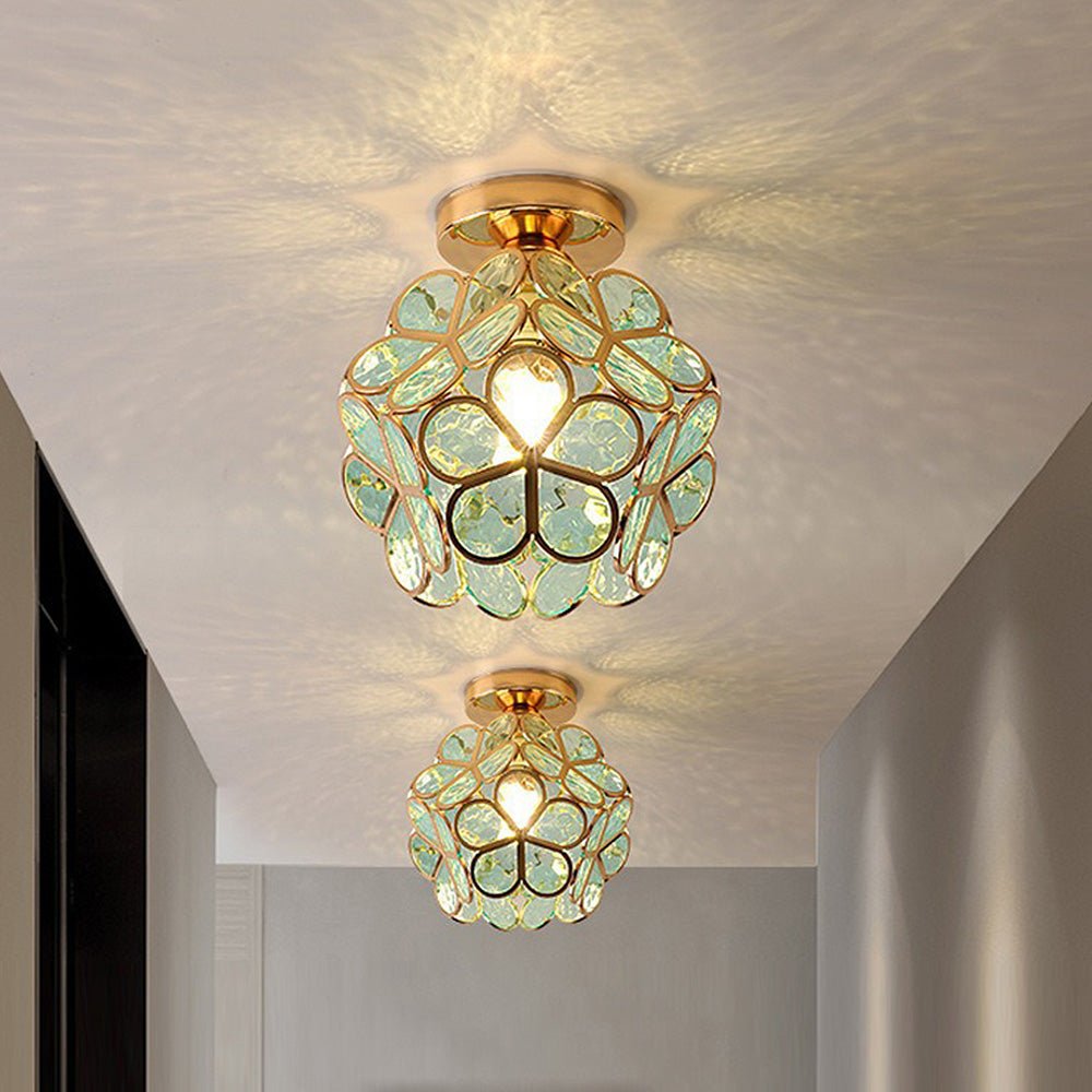 Luminaire Suspendu en Verre Floral - Élégant Design pour Ambiance Accueillante