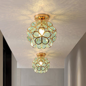 Luminaire Suspendu en Verre Floral - Élégant Design pour Ambiance Accueillante