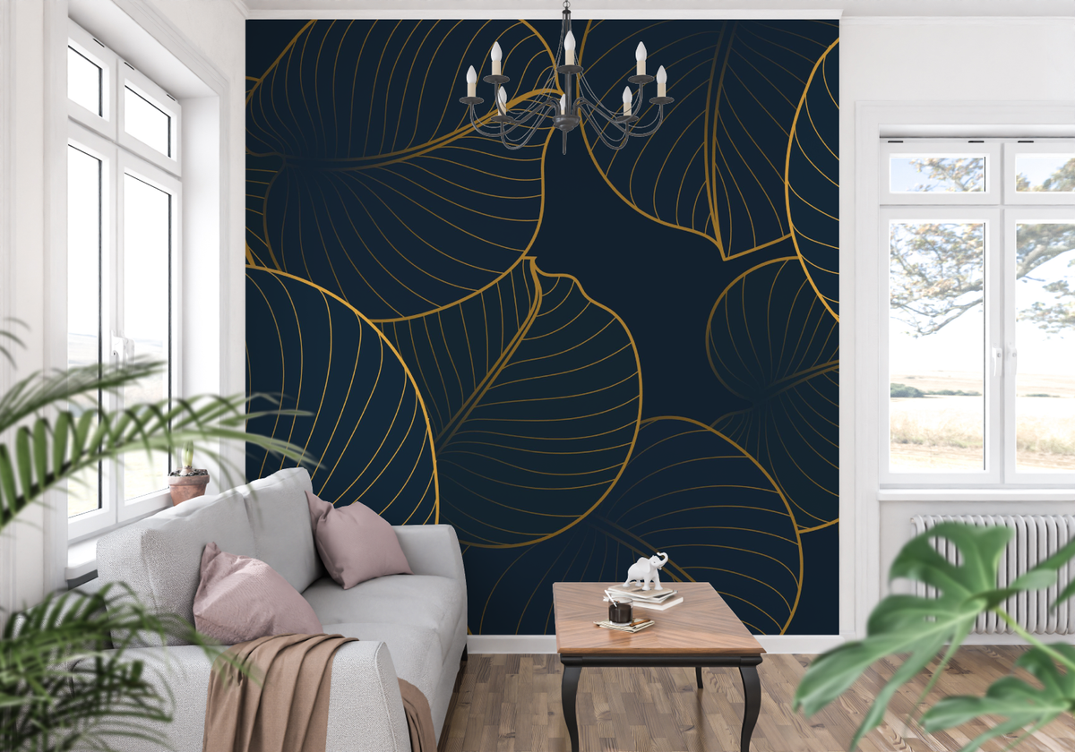 Papier Peint Chambre Bleu Nuit Et Doré