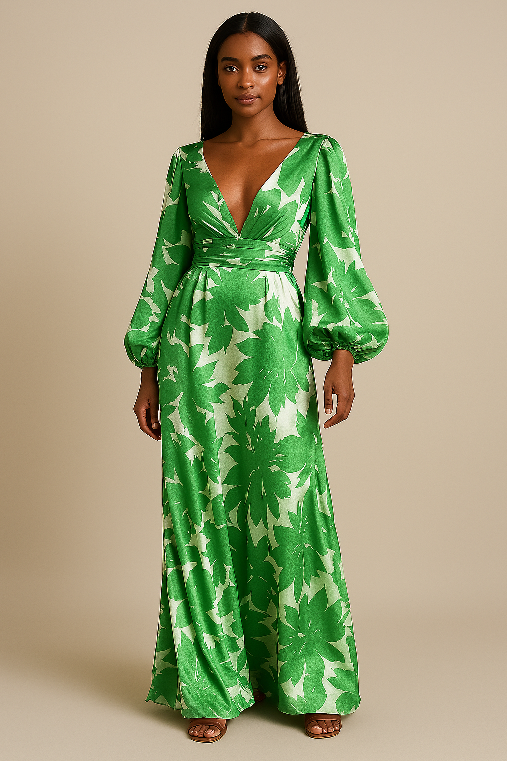 Robe Maxi Élégante Col V - Confort et Style pour Événements d'Été
