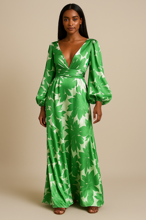 Robe Maxi Élégante Col V - Confort et Style pour Événements d'Été