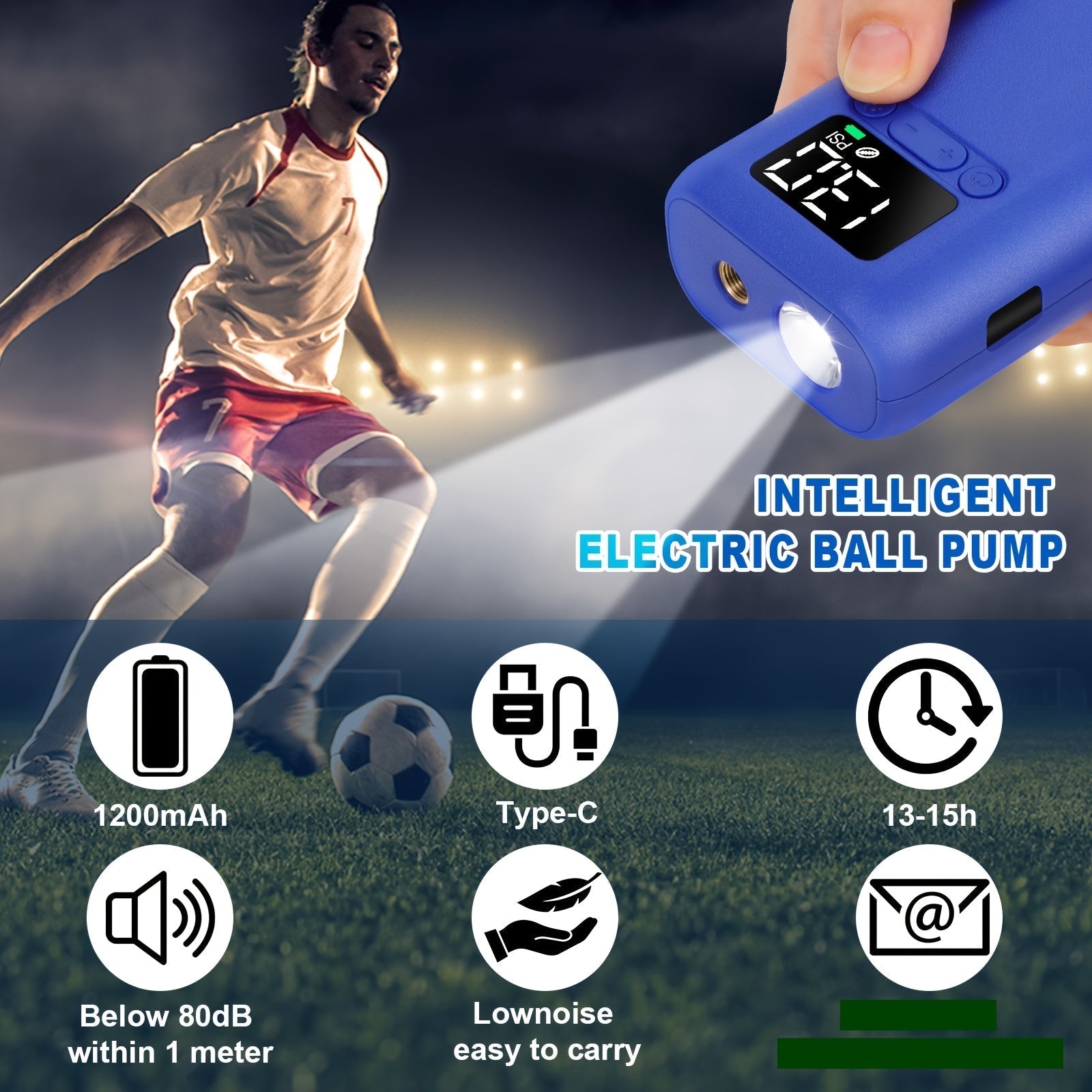 Pompe à Ballon Électrique Automatique - Gonflage Rapide avec Lumière LED