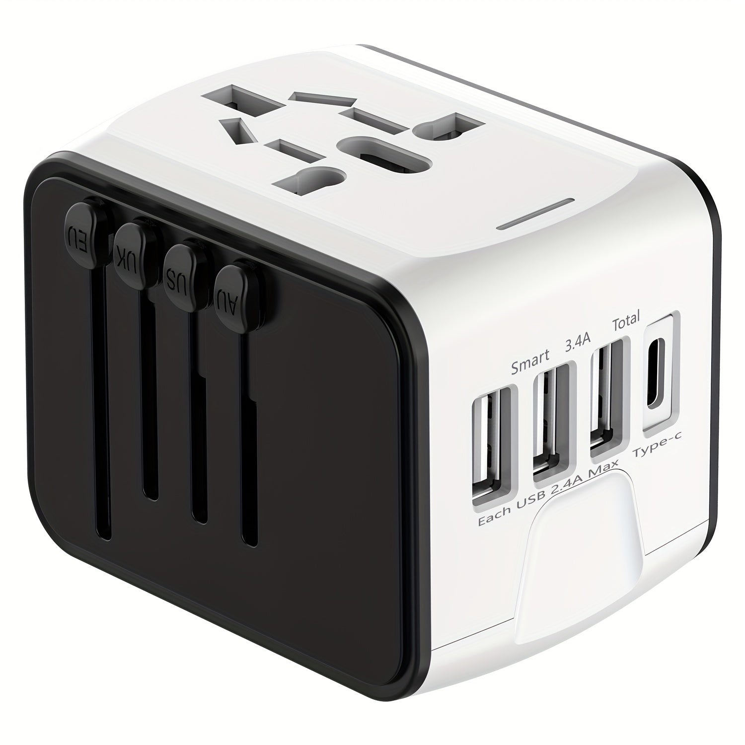 Adaptateur de Voyage Universel | 4 Ports USB et Type-C, Chargement Rapide