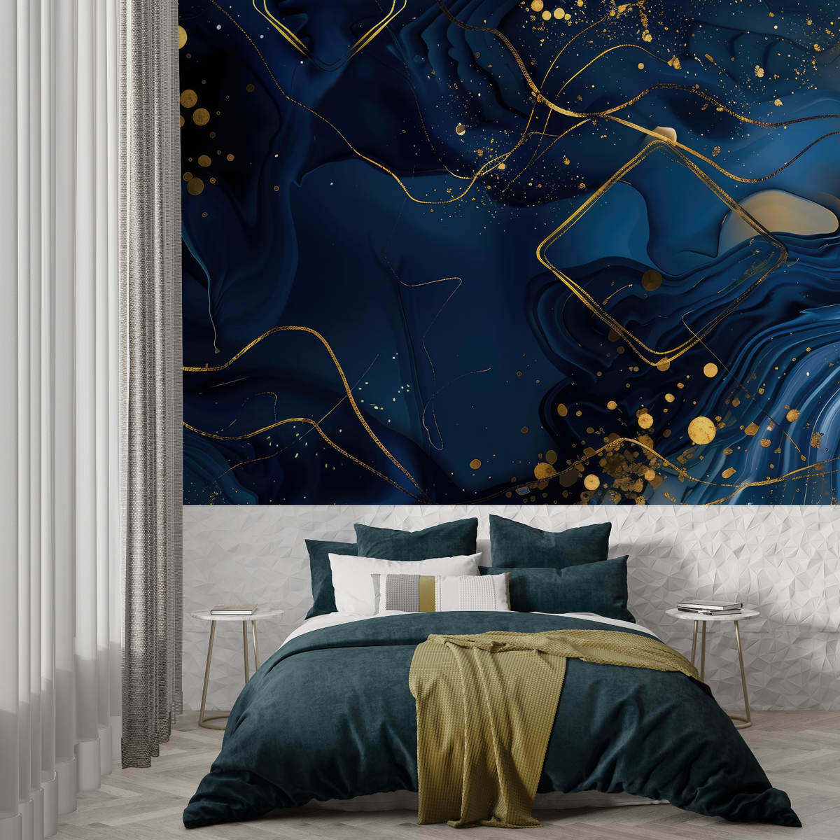 Midnight Blue And Gold Wallpaper