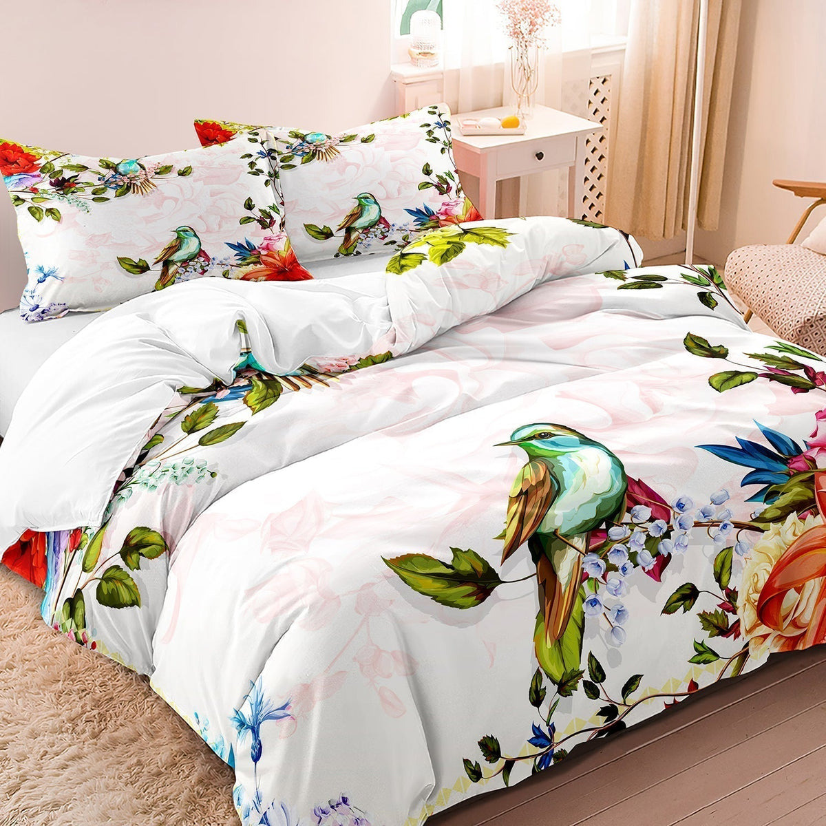 Linge de Lit Floral et Oiseau - Élégance et Confort Exceptionnels