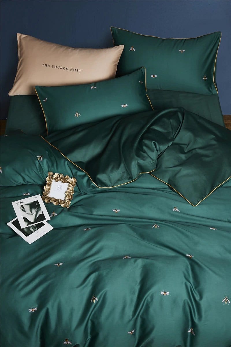 Ensemble de Couette en Coton Égyptien - Design Vert Énergisant et Confort Luxueux
