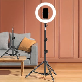 Anneau LED pour Selfies et Vidéos - Trépied Réglable et Support Pratique