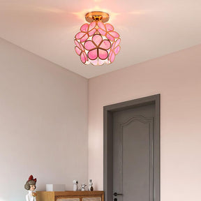 Luminaire Suspendu en Verre Floral - Élégant Design pour Ambiance Accueillante