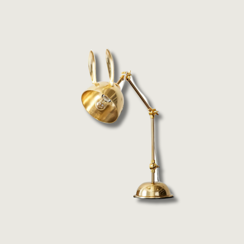 Lampe de Table à Oreilles de Lapin - Finition Dorée et Design Ludique