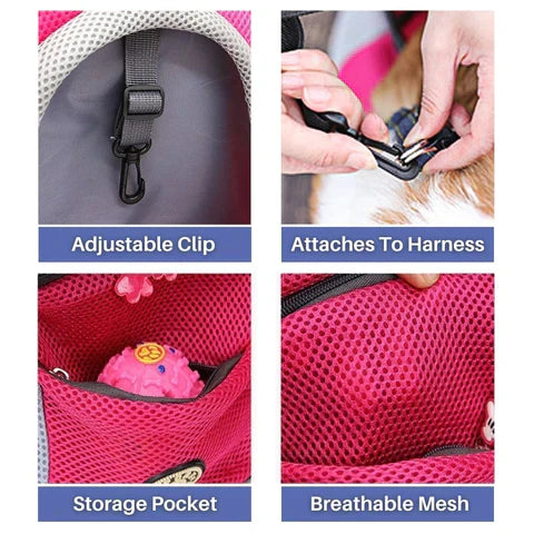 Sac à Dos pour Chien Ajustable - Maille Respirante et Rangement Pratique