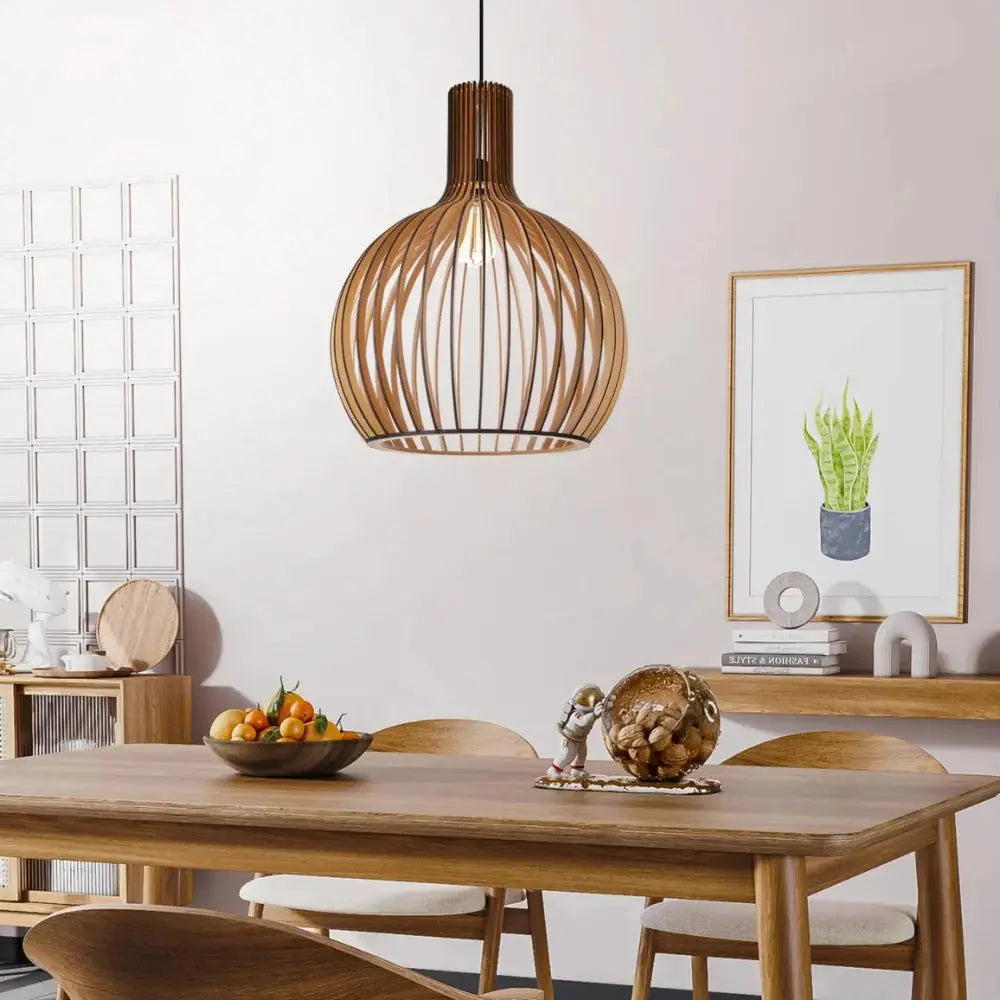 Luminaire Suspendu Scandinave - Élégance Minimaliste en Bois Naturel