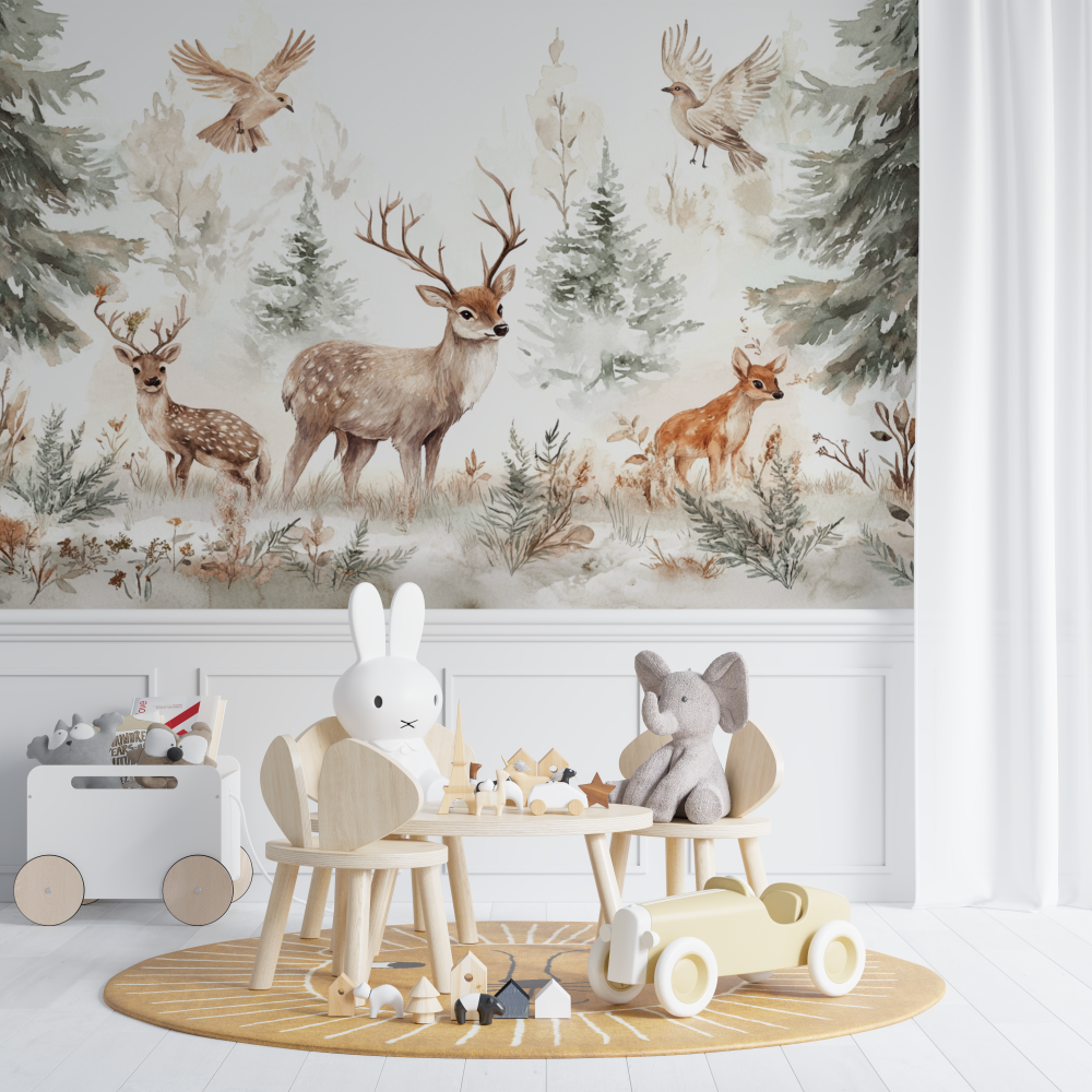 Papier Peint Animaux Forêt Bébé Enchanté