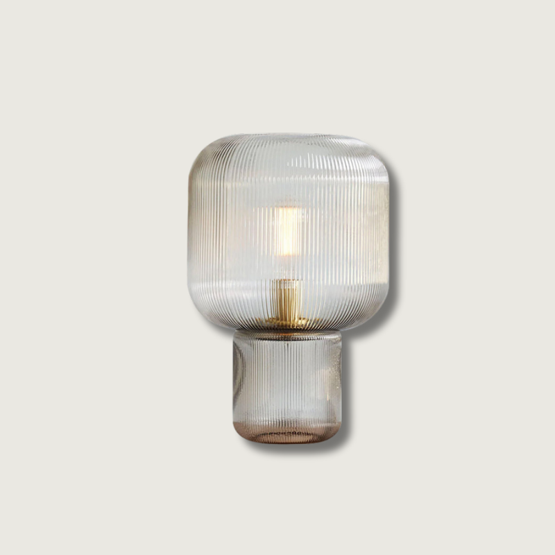 Lampe de Table en Verre et Métal - Élégance et Lumière Chaleureuse