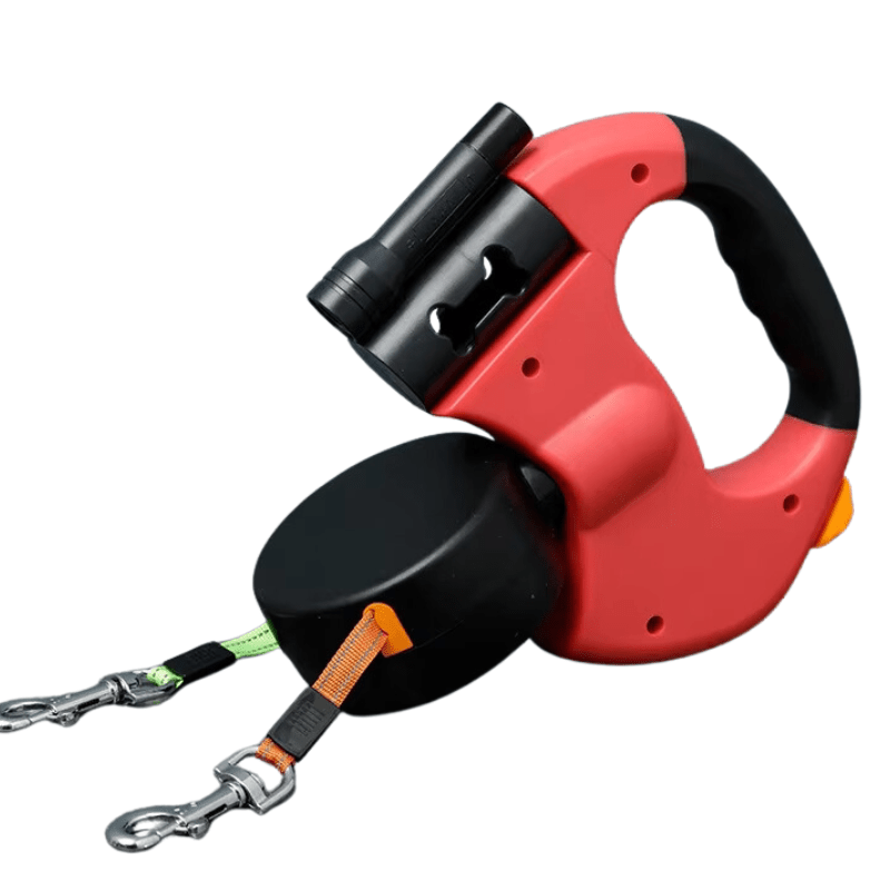 Laisse Double pour Chien - Lumière LED et Charnière Rotative 360°