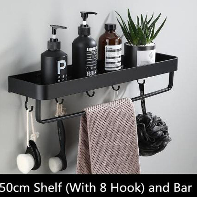 Étagère Murale en Aluminium Noir - Design Minimaliste et Rangement Pratique