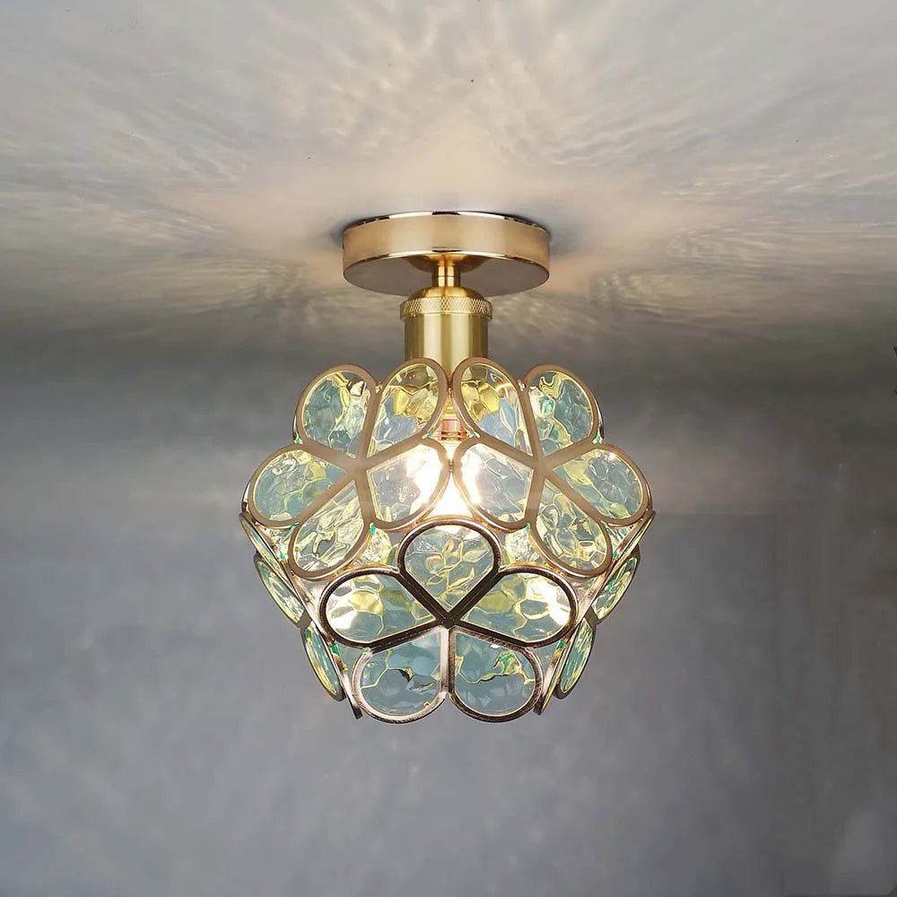Luminaire Suspendu en Verre Floral - Élégant Design pour Ambiance Accueillante